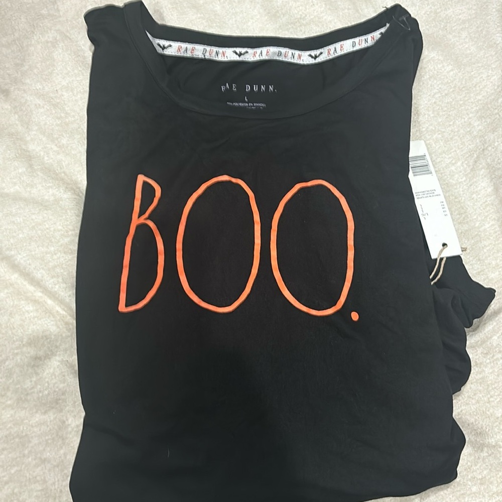 Rae Dunn Halloween boo long sleeve tee lounge wear new with tag